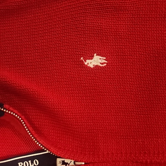 Polo Ralph Lauren boys red/navy cotton fully zipped sweater size M (10-12) - Picture 4 of 4